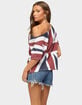 EDIKTED Union Jack Off Shoulder Tee image number 3