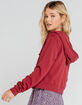 FULL TILT Essentials Womens Burgundy Crop Hoodie image number 2