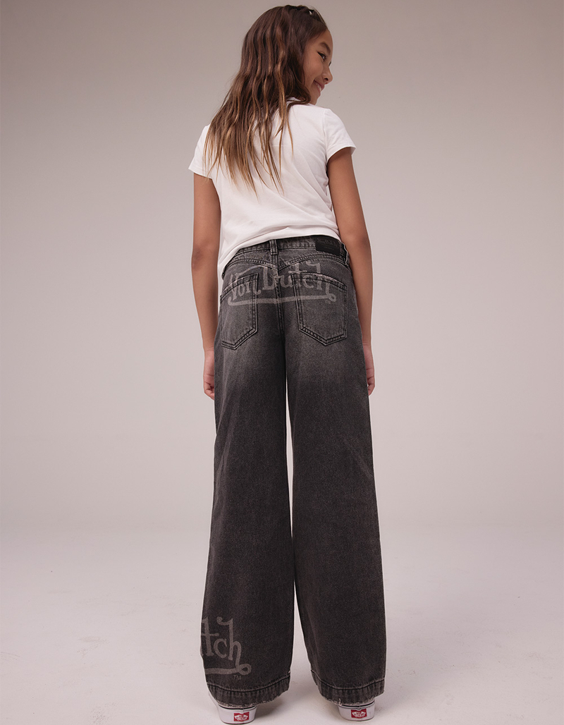 VON DUTCH Girls High Rise Patch Wide Leg Jeans image number 3
