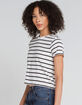 RSQ Stripe Womens White Baby Tee image number 2
