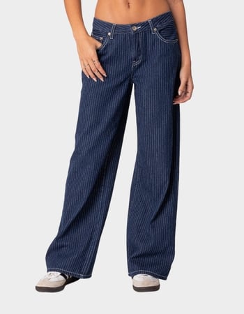EDIKTED Pinstripe Low Rise Jeans Primary Image