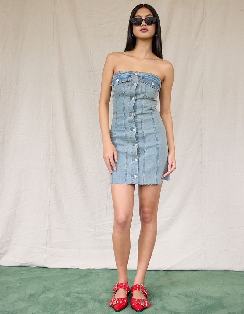 WEST OF MELROSE Denim Tube Womens Dress image number 4