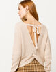 IVY & MAIN Open Twist Back Oatmeal Womens Sweater image number 1