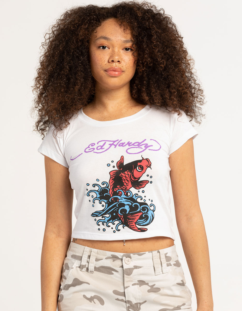 ED HARDY Koi Fish Womens Baby Tee image number 0
