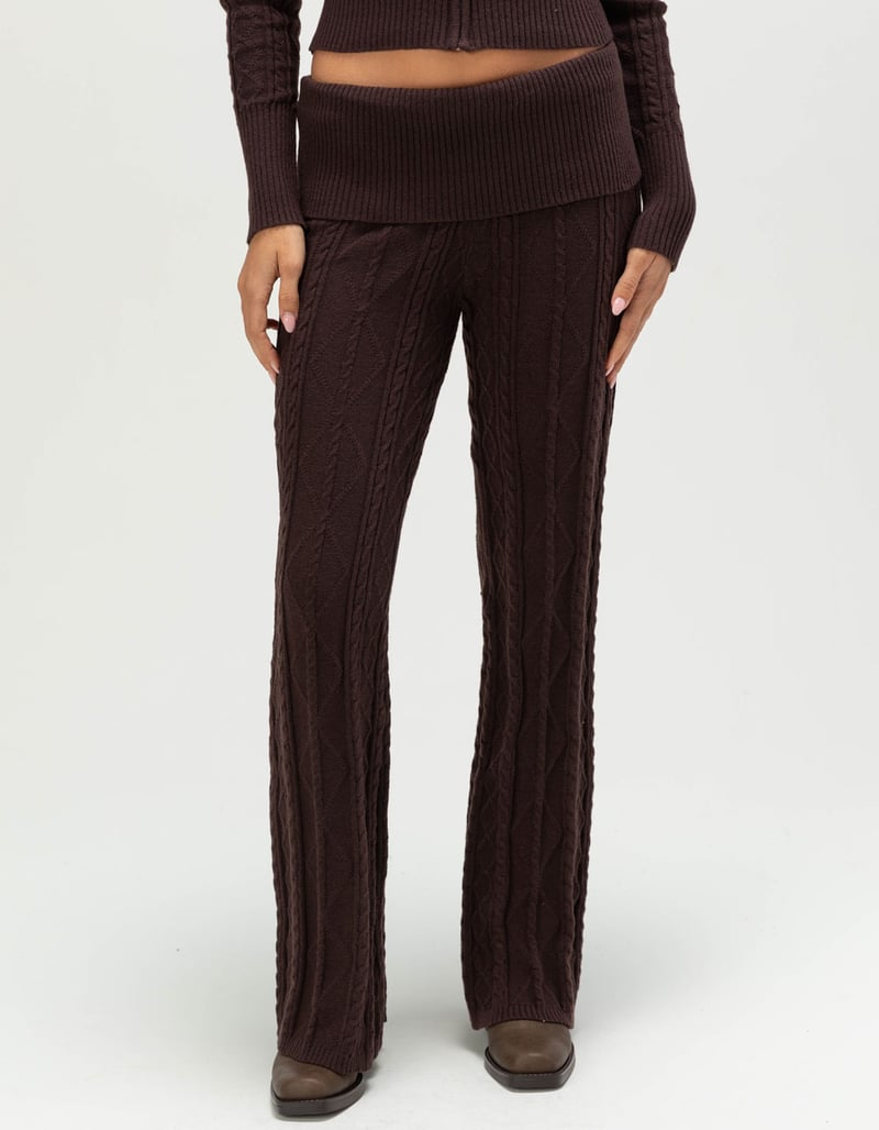 FULL TILT Cable Knit Womens Fold Over Pants image number 1