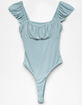 SKY AND SPARROW Ruched Light Blue Bodysuit image number 5