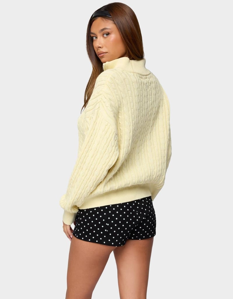 EDIKTED Sarie Cable Knit Quarter Zip Sweater image number 2