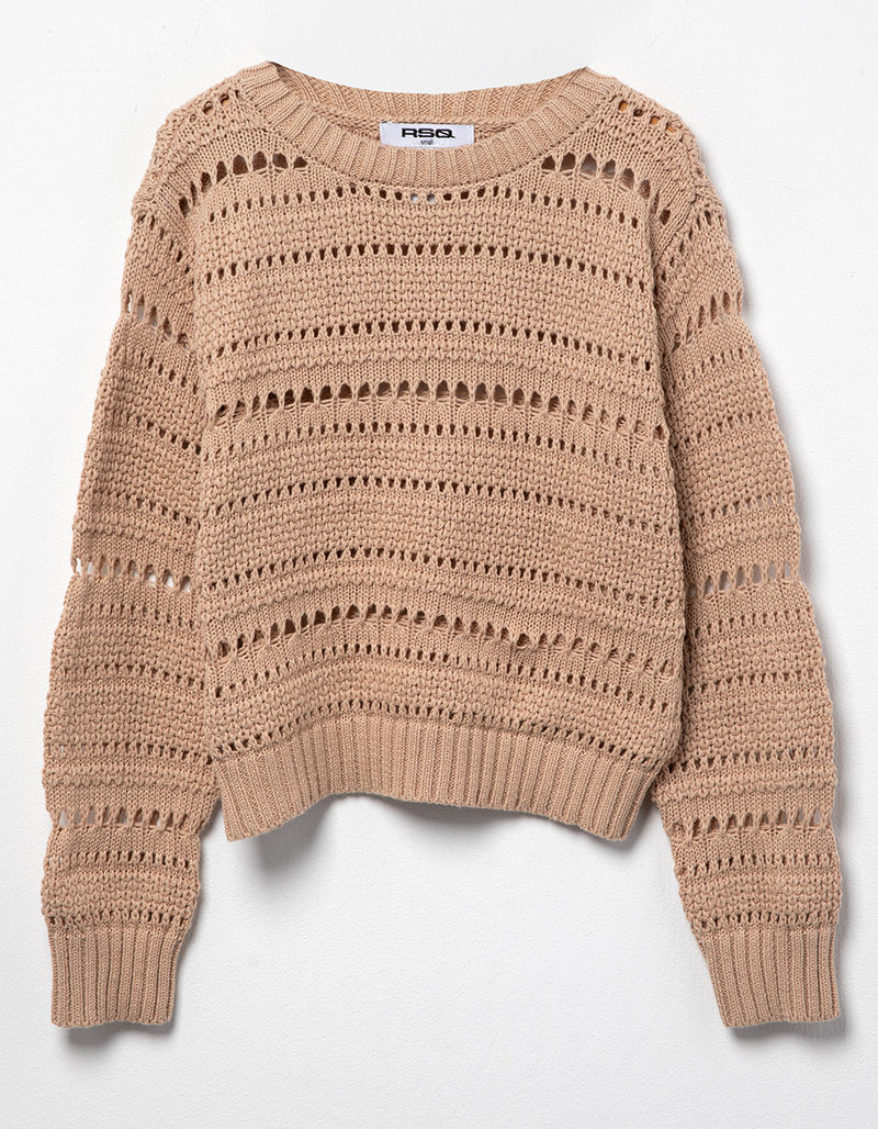 RSQ Girls Solid Open Weave Sweater image number 1