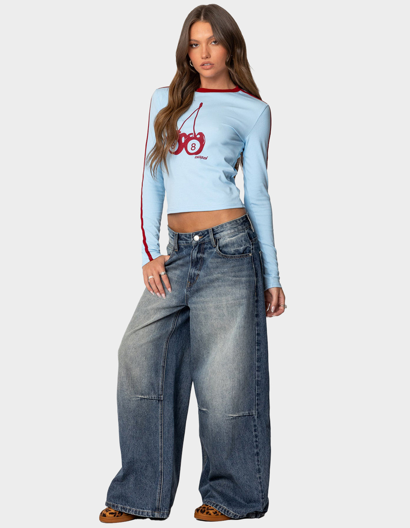 EDIKTED Skater Girl Washed Low Rise Jeans image number 2