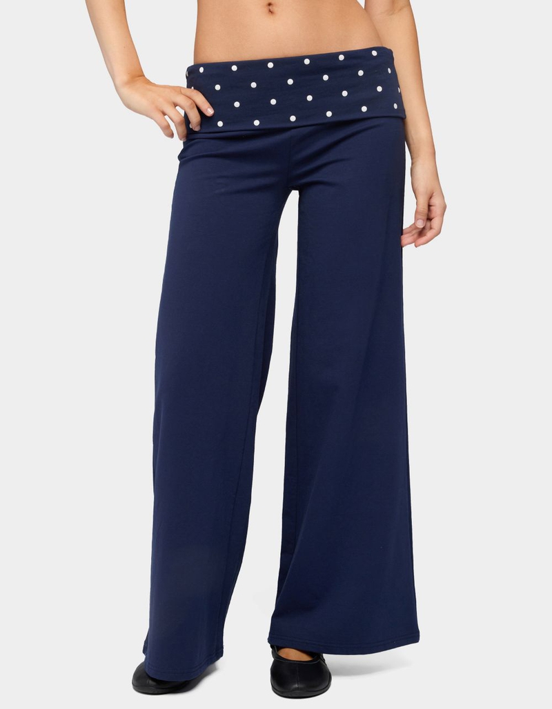 EDIKTED Petite Reeva Polka Dot Foldover Pants image number 0