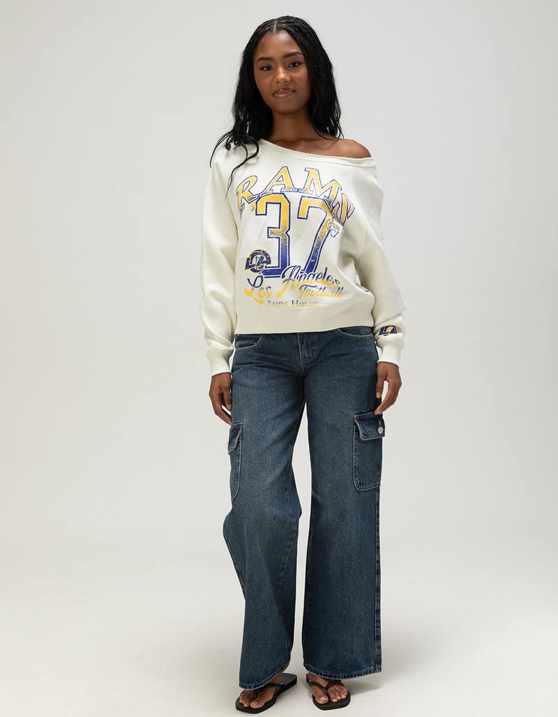 THE WILD COLLECTIVE Los Angeles Rams Womens Off The Shoulder Sweatshirt image number 1