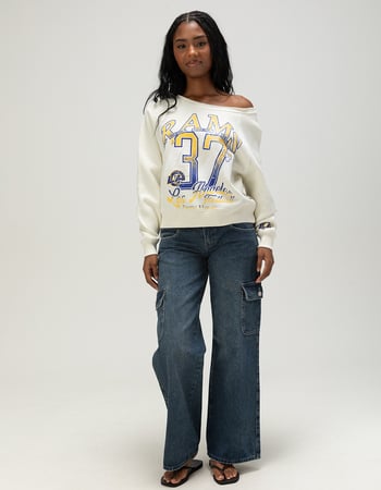 THE WILD COLLECTIVE Los Angeles Rams Womens Off The Shoulder Sweatshirt Alternative Image