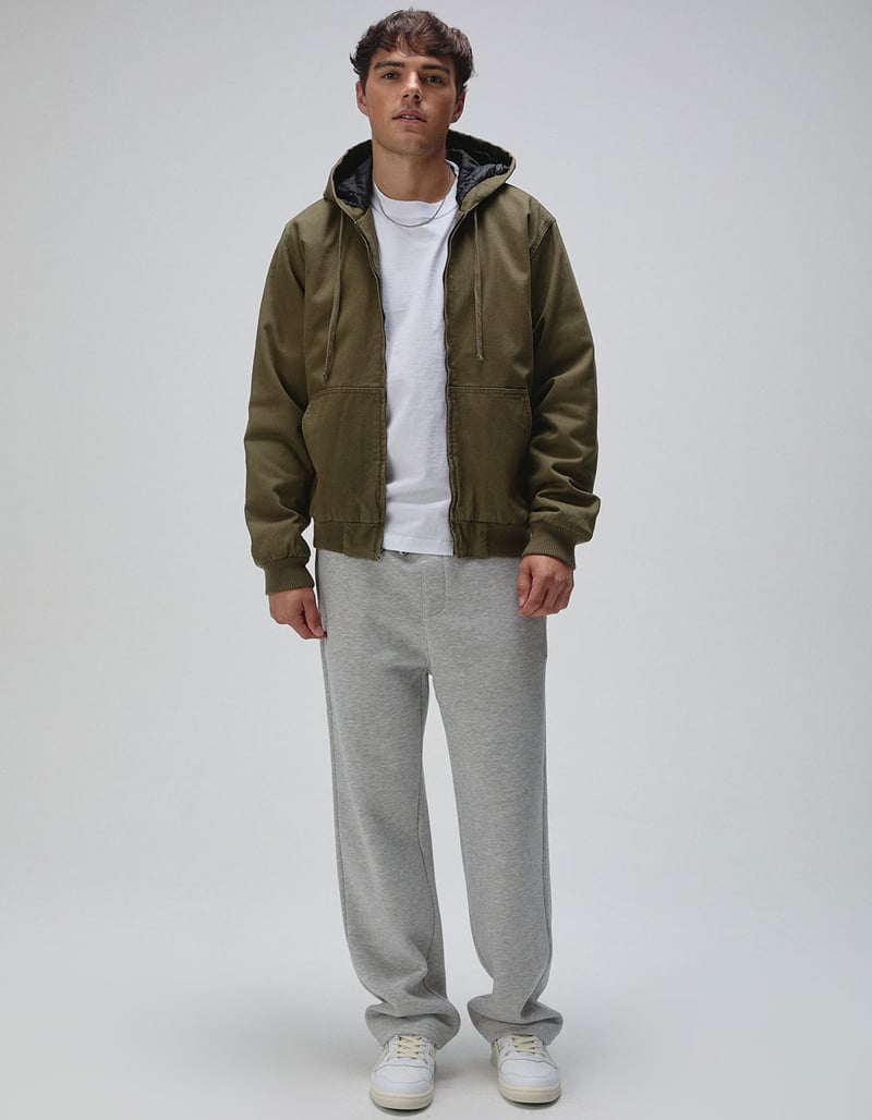 RSQ Mens Oversized Hooded Twill Jacket - OLIVE