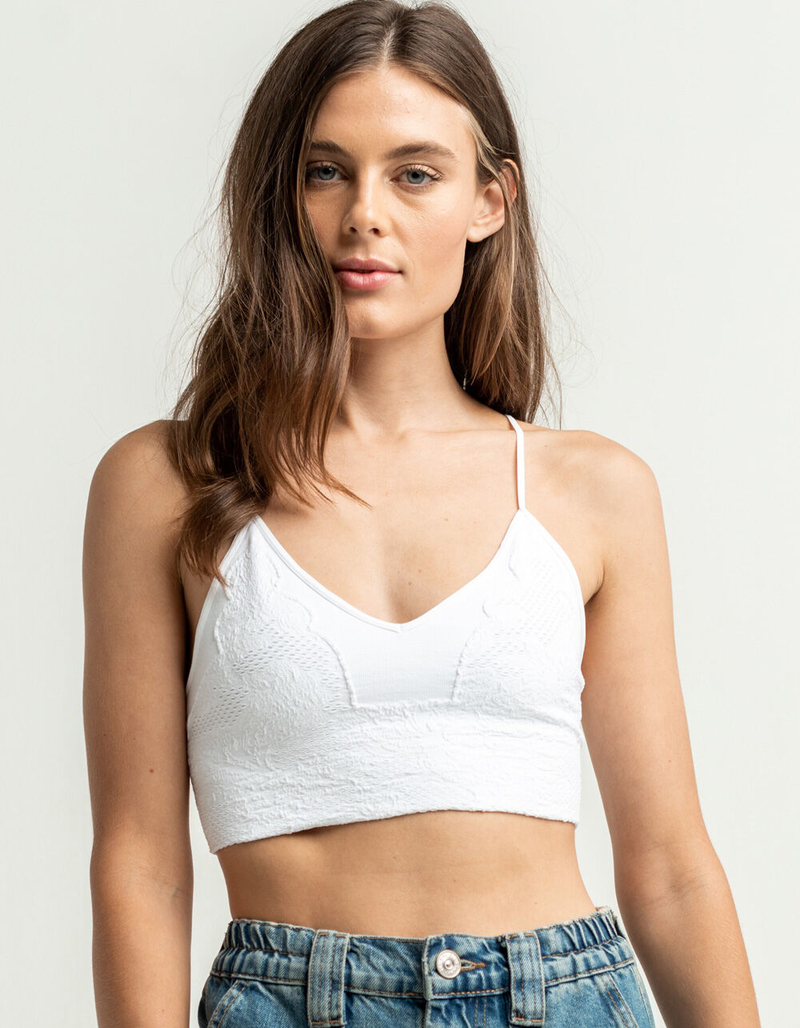 FULL TILT Lace Texture White Bralette image number 0