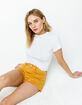 RSQ Venice Mid Rise Mustard Womens Ripped Denim Shorts image number 1
