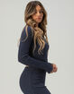 FULL TILT Rib Picot Trim Womens Long Sleeve Stripe Tee image number 2