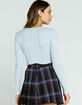 SKY AND SPARROW Button Front Womens Light Blue Crop Cardigan image number 3