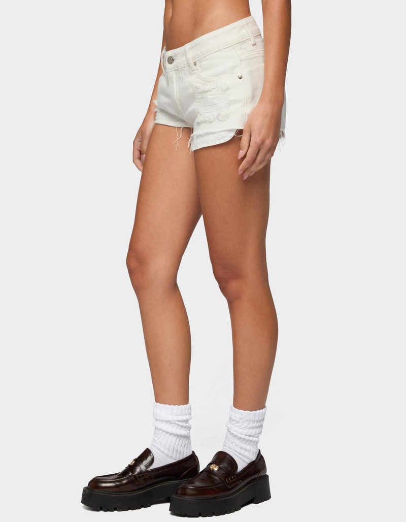 EDIKTED Devin Low Rise Micro Denim Shorts image number 1