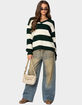 EDIKTED Oversized Striped Cable Knit Sweater image number 5