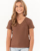 FULL TILT Essentials Girls V Neck Rib Tee image number 1