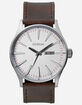 NIXON Sentry Leather Silver & Brown Watch image number 1