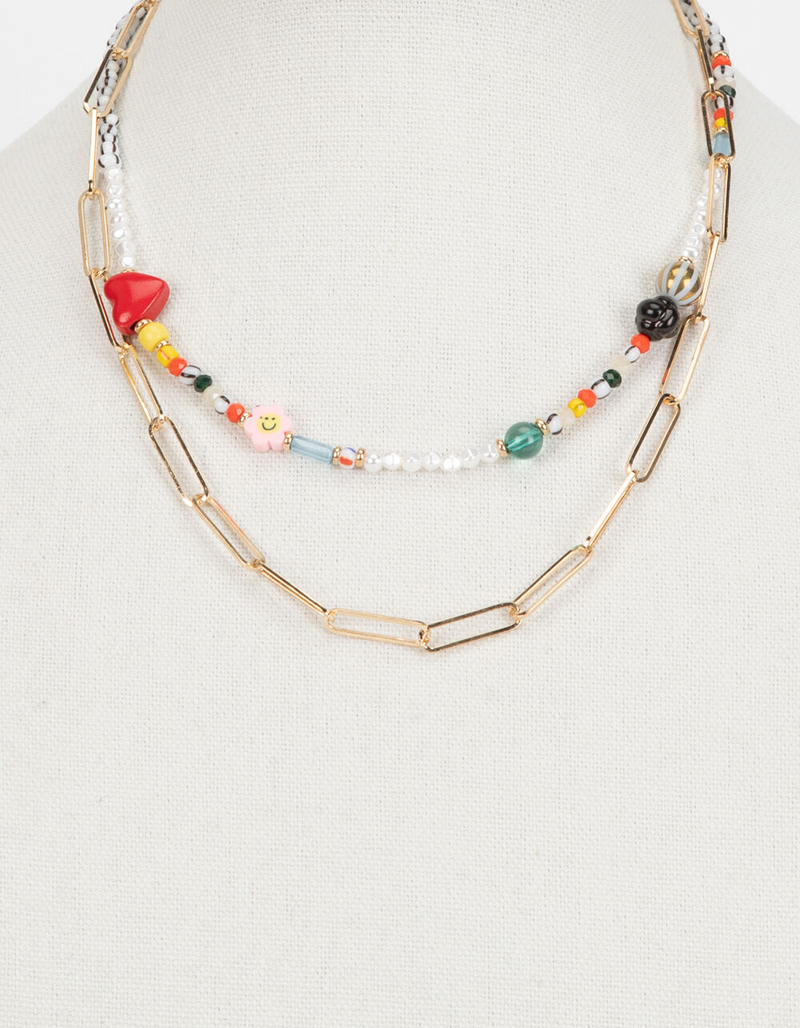 FULL TILT Layered Oval & Heart & Flower Necklace image number 3