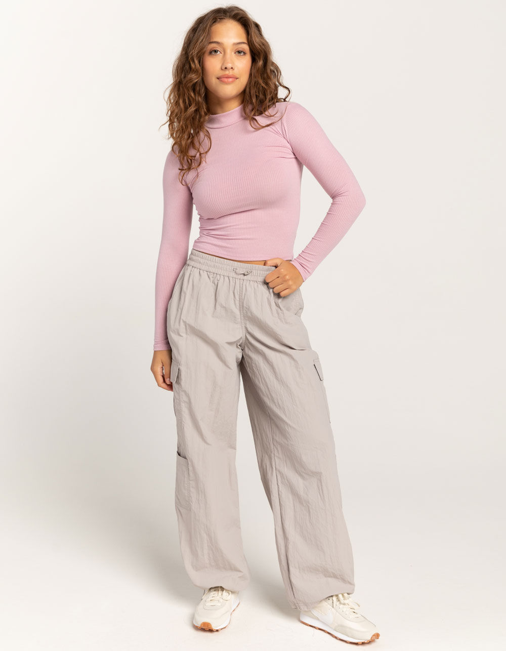 TILLYS Mock Neck Womens Long Sleeve Tee - ROSE | Tillys
