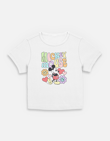 DISNEY Mickey Mouse Hearts Flowers Womens Baby Tee Primary Image