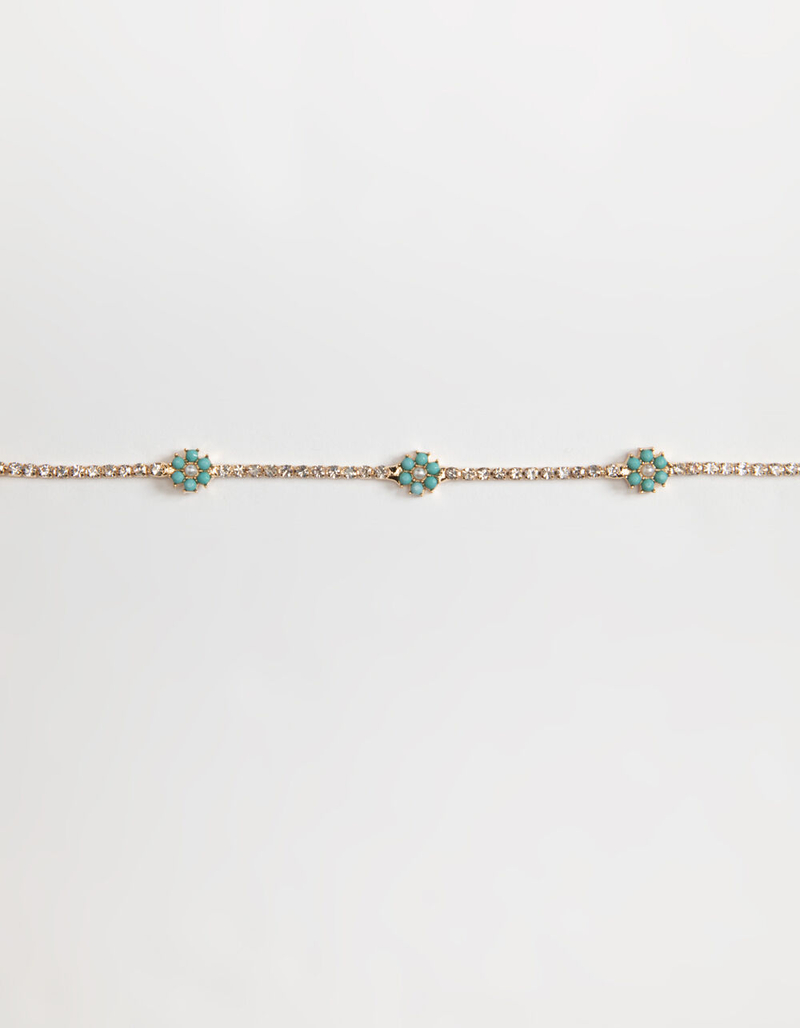 FULL TILT Rhinestone Flower Choker image number 0