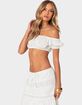 EDIKTED Skye Off Shoulder Eyelet Crop Top image number 4