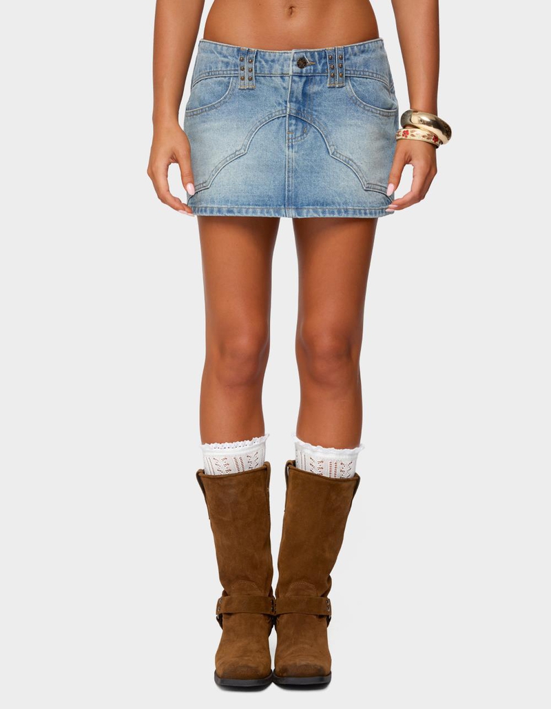 EDIKTED Tory Western Denim Mini Skirt image number 0