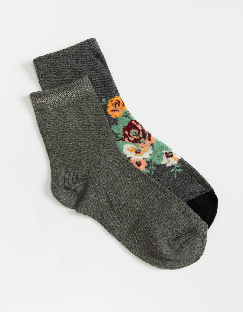 FULL TILT 2 Pack Flora & Lurex Quarter Socks image number 0