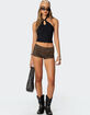EDIKTED Leopard Printed Micro Denim Shorts image number 2