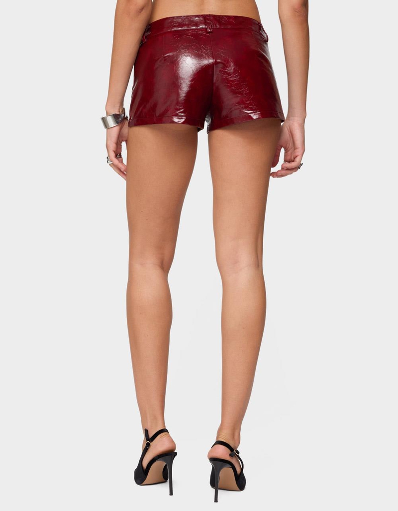 EDIKTED Mcrae Faux Leather Micro Shorts image number 2