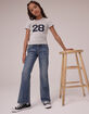 RSQ Girls Fleur-De-Lis Wing Pocket Flare Jeans image number 1