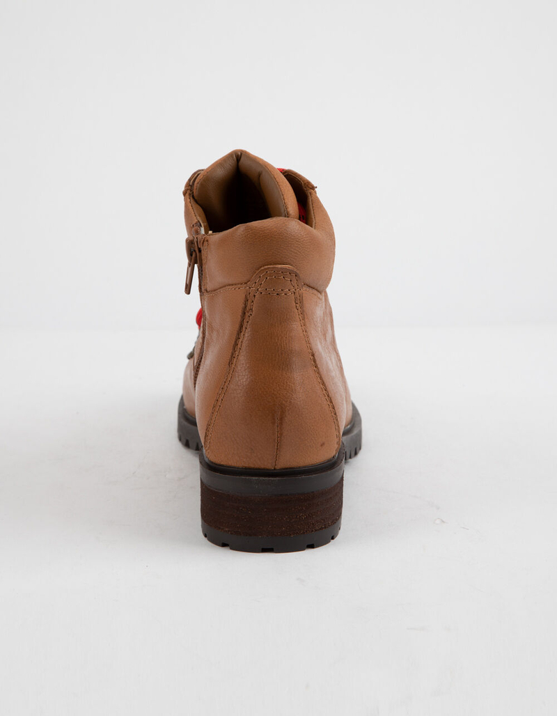 STEVE MADDEN Lora Cognac Leather Womens Combat Boots image number 3