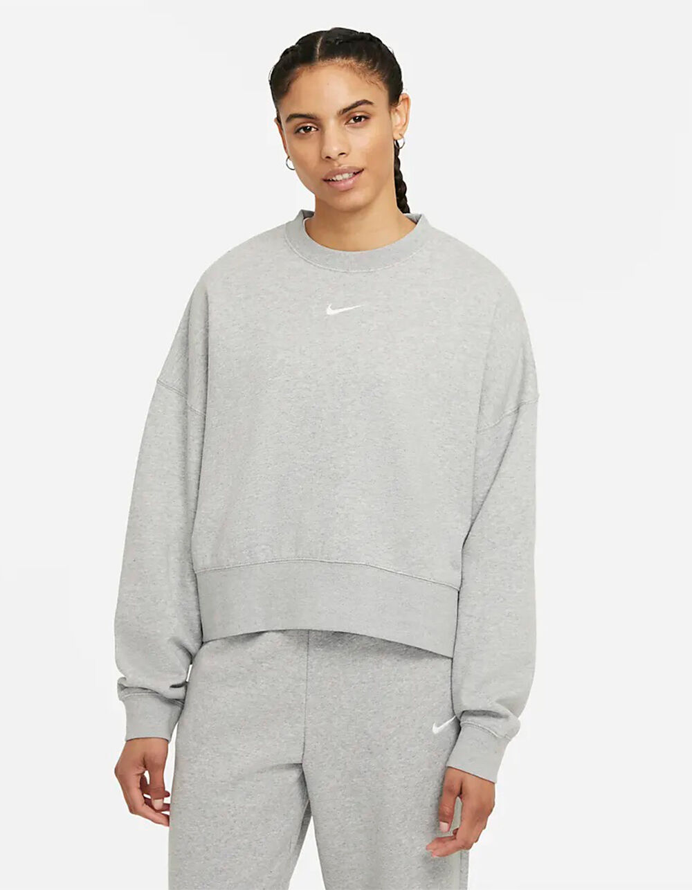 NIKE Sportswear Essential Womens Oversized Crewneck Sweatshirt - HEATHER  GRAY | Tillys