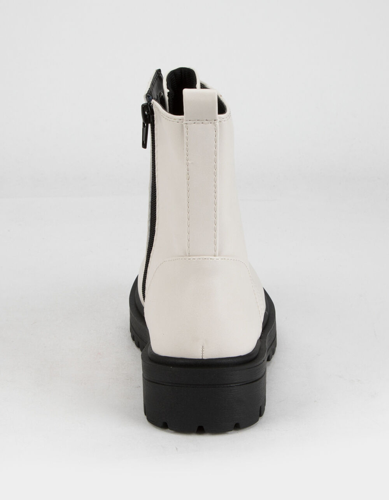 SODA Lug Sole Womens White Combat Boots image number 3