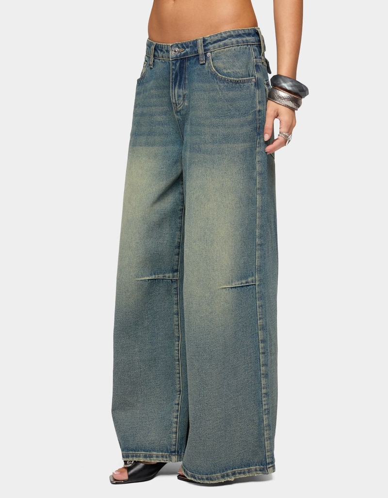 EDIKTED Adjustable Button Low Rise Baggy Jeans image number 1