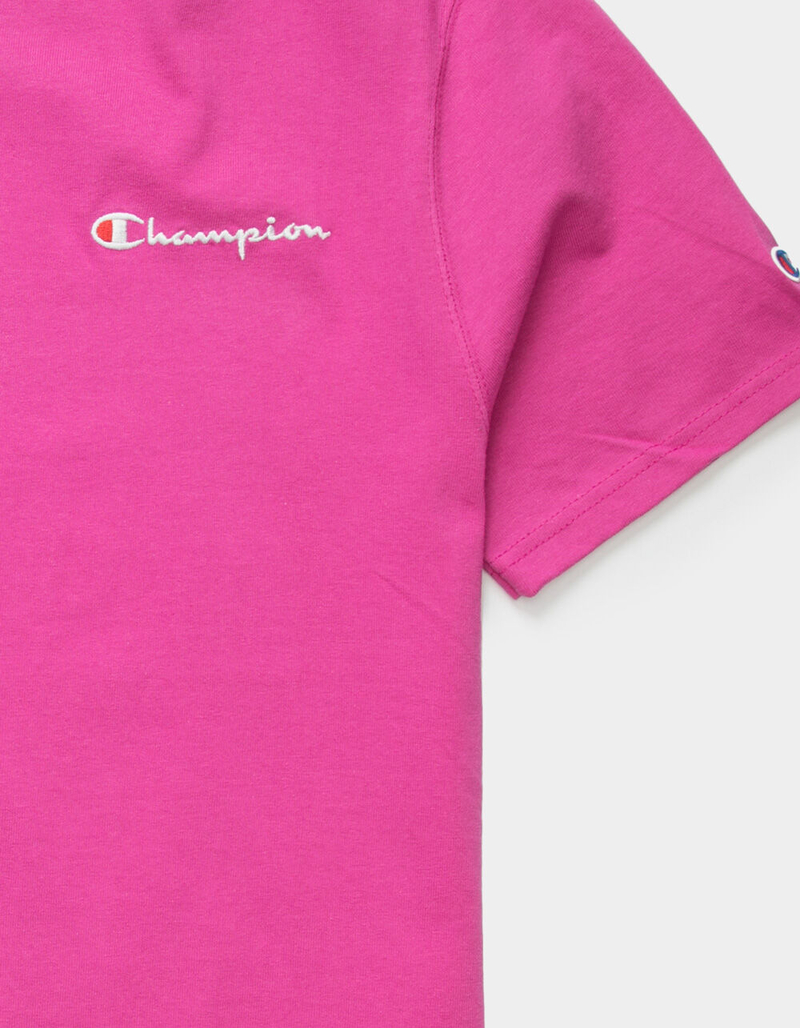 CHAMPION Script Embroidery Mens Pink T-Shirt image number 1