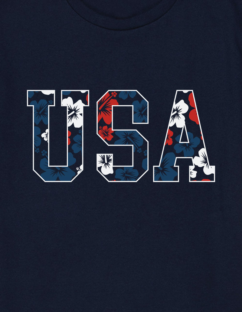 USA Hibiscus Outline Unisex Kids Tee image number 1