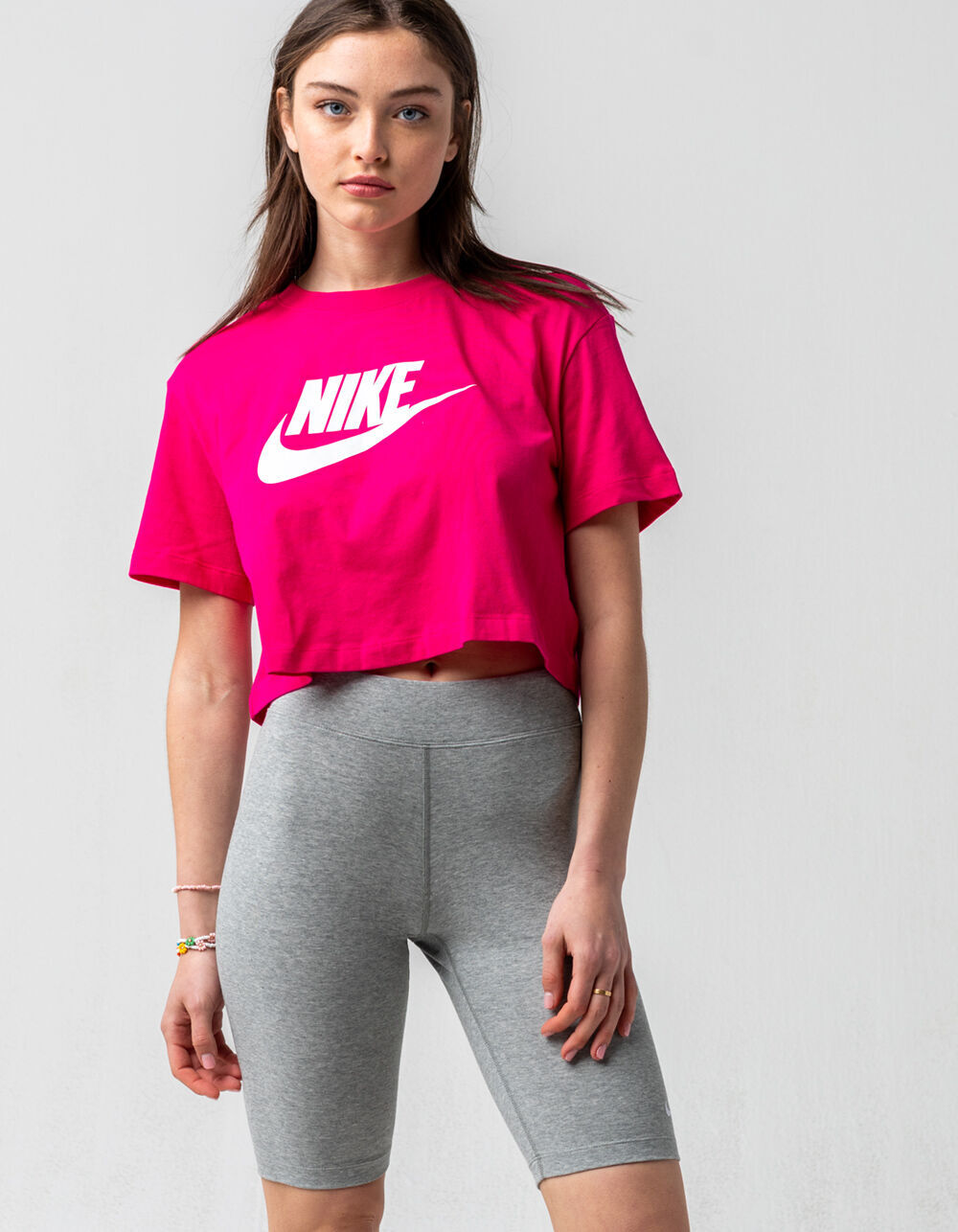 nike crop top and biker shorts