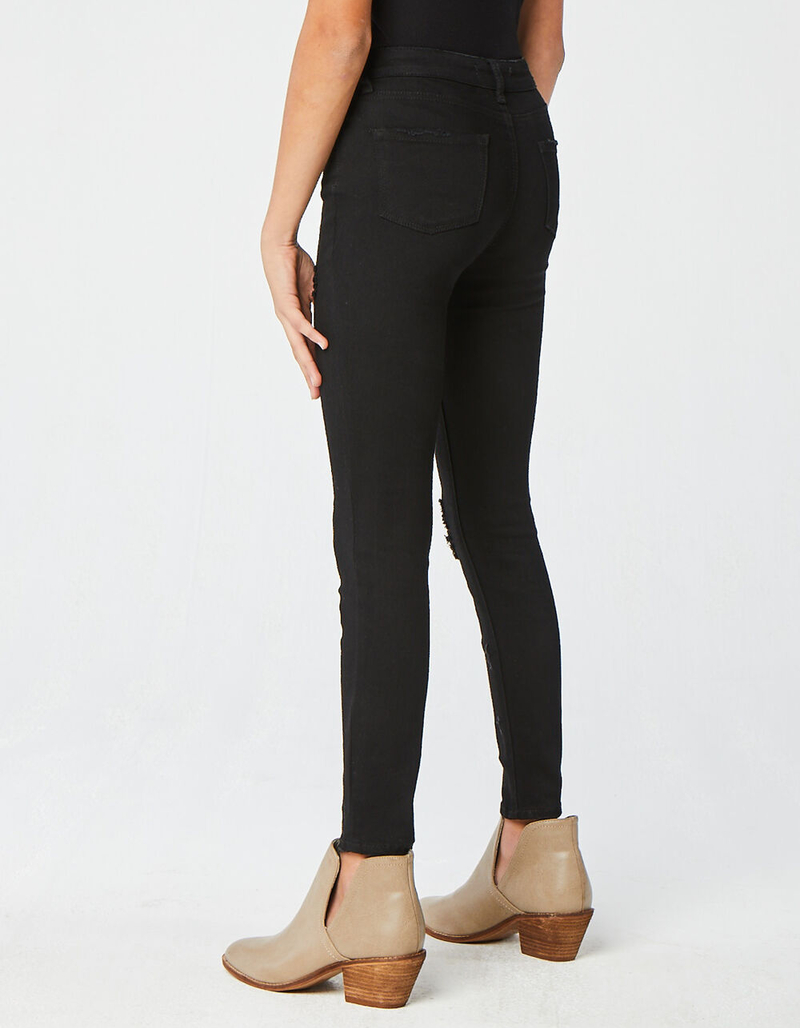 RSQ High Rise Ankle Skinny Exposed Button Girls Black Jeans image number 2