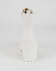 SODA Lug Sole Side Zips Womens White Booties image number 4