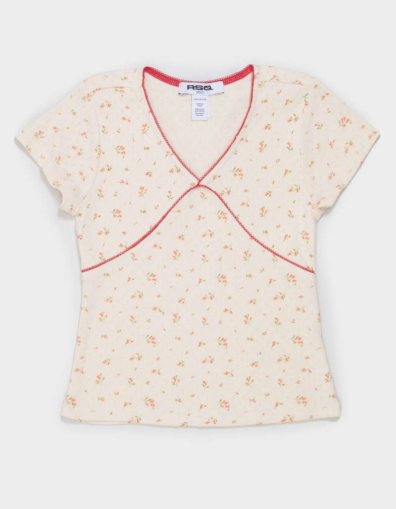 RSQ Girls Contrast Trim Ditzy Top image number 0