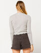 SKY AND SPARROW Solid Pointelle Heather Gray Womens Knit Top image number 4
