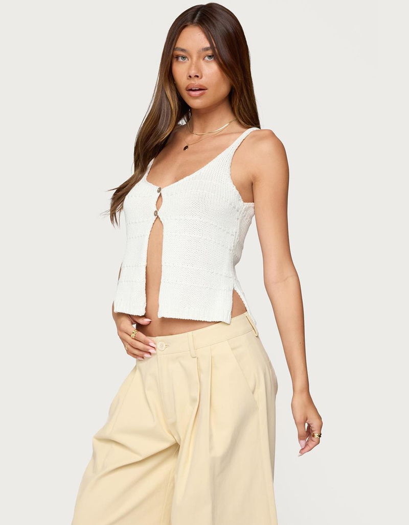 EDIKTED Mikinley Split Front Knit Tank Top image number 3
