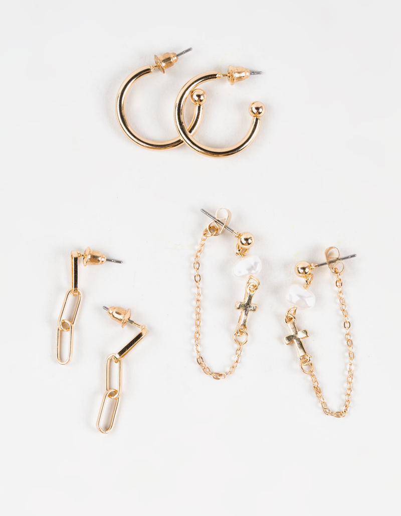 FULL TILT 3 Pack Pearl/Hoop Earring Set image number 0