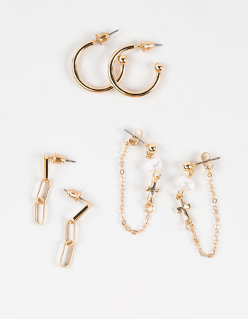 FULL TILT 3 Pack Pearl/Hoop Earring Set Primary Image