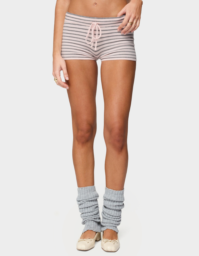EDIKTED Lillian Striped Knit Shorts image number 1